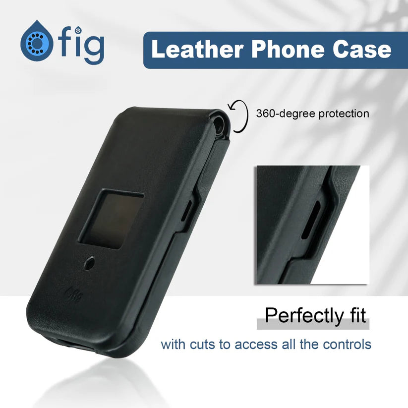 Fig Mini Leather Case - Black
